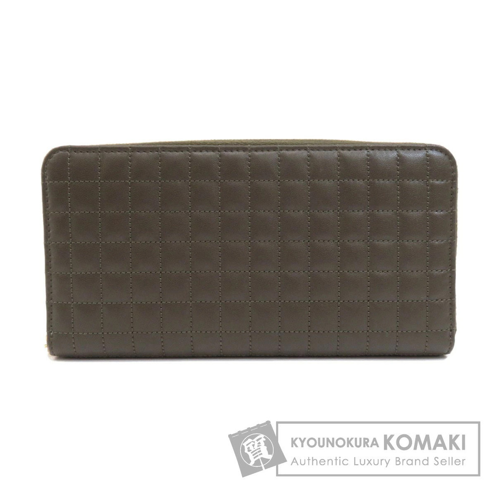 Celine quilted round zip long Wallet calfskin
